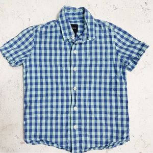 GapKids Plaid Gingham Blue Button Down Top Blue Size 6-7